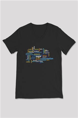Kimyager Siyah Unisex V Yaka Tişört T-Shirt