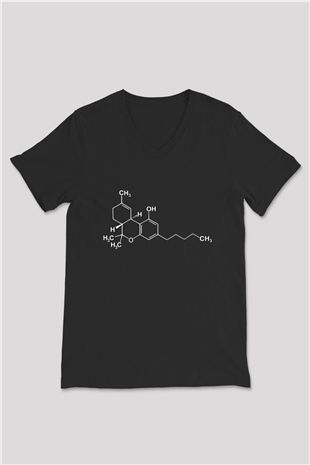 Kimyager Siyah Unisex V Yaka Tişört T-Shirt
