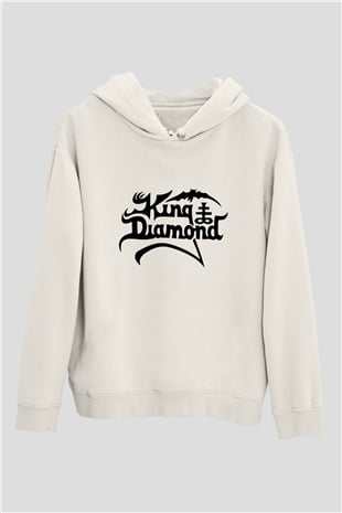 King Diamond Beyaz Unisex Kapşonlu Sweatshirt
