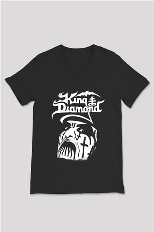 King Diamond Siyah Unisex V Yaka Tişört T-Shirt