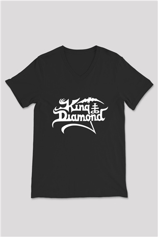 King Diamond Siyah Unisex V Yaka Tişört T-Shirt