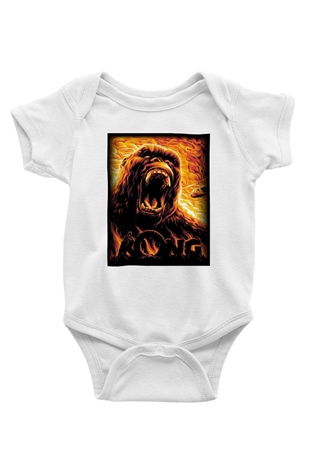 King Kong Baskılı Beyaz Unisex Bebek Body - Zıbın