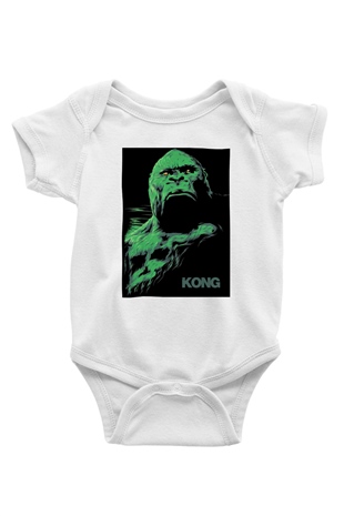 King Kong Baskılı Beyaz Unisex Bebek Body - Zıbın