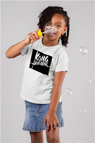 King Kong Baskılı Beyaz Unisex Çocuk Tişört