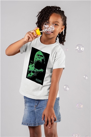 King Kong Baskılı Beyaz Unisex Çocuk Tişört
