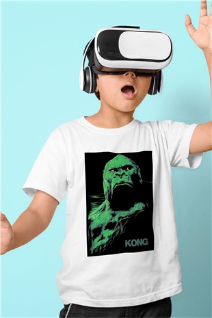 King Kong Baskılı Beyaz Unisex Çocuk Tişört