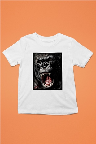 King Kong Baskılı Beyaz Unisex Çocuk Tişört