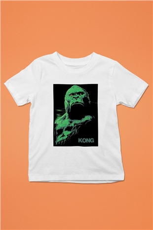 King Kong Baskılı Beyaz Unisex Çocuk Tişört
