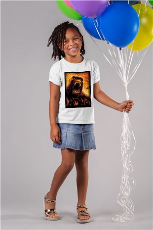 King Kong Baskılı Beyaz Unisex Çocuk Tişört