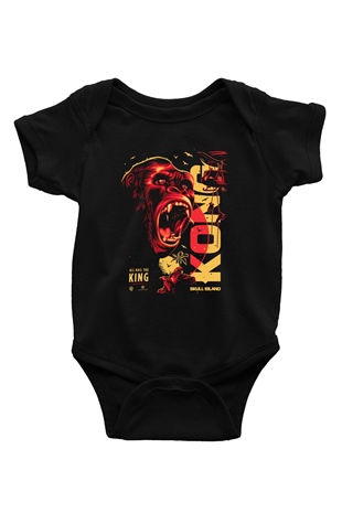 King Kong Baskılı Siyah Bebek Body - Zıbın