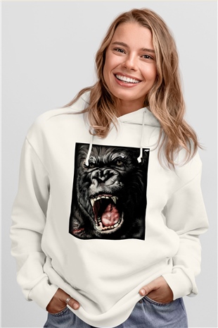 King Kong Beyaz Unisex Hoodie