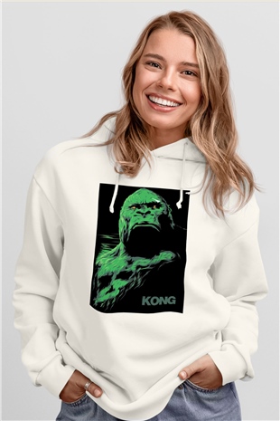 King Kong Beyaz Unisex Hoodie