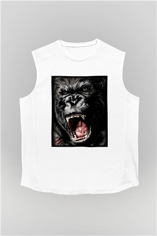 King Kong Beyaz Unisex Kolsuz Tişört