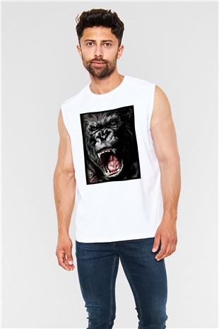 King Kong Beyaz Unisex Kolsuz Tişört