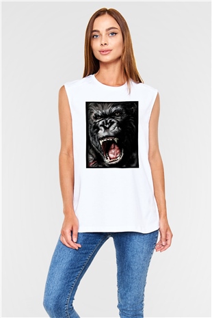 King Kong Beyaz Unisex Kolsuz Tişört