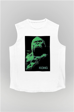 King Kong Beyaz Unisex Kolsuz Tişört