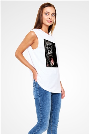 King Kong Beyaz Unisex Kolsuz Tişört