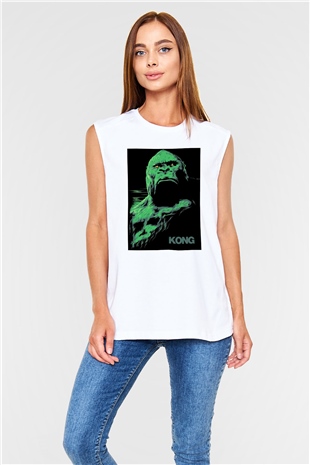 King Kong Beyaz Unisex Kolsuz Tişört
