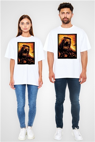 King Kong Beyaz Unisex Oversize Tişört T-Shirt