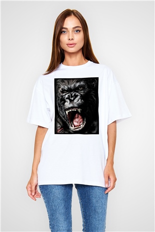 King Kong Beyaz Unisex Oversize Tişört T-Shirt
