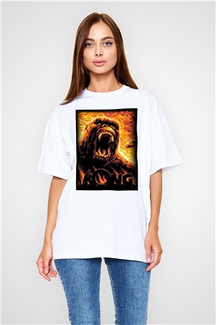 King Kong Beyaz Unisex Oversize Tişört T-Shirt