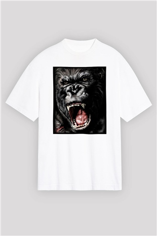 King Kong Beyaz Unisex Oversize Tişört T-Shirt