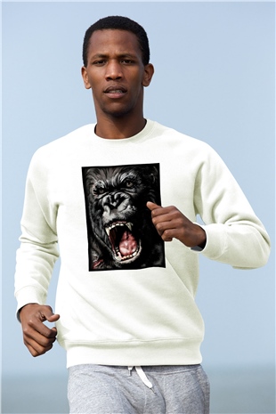 King Kong Beyaz Unisex Sweatshirt