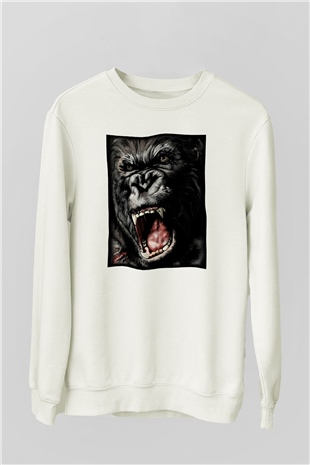 King Kong Beyaz Unisex Sweatshirt
