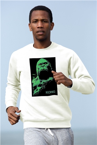 King Kong Beyaz Unisex Sweatshirt