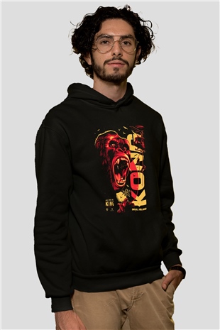 King Kong Siyah Unisex Kapşonlu Sweatshirt