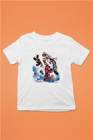 Kingdom Hearts Baskılı Beyaz Unisex Çocuk Tişört
