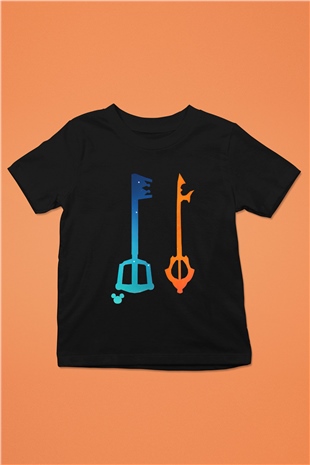 Kingdom Hearts Baskılı Siyah Unisex Çocuk Tişört