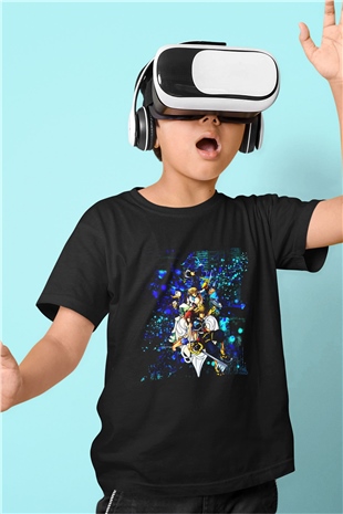 Kingdom Hearts Baskılı Siyah Unisex Çocuk Tişört