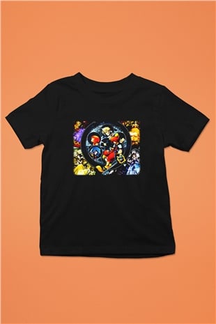 Kingdom Hearts Baskılı Siyah Unisex Çocuk Tişört