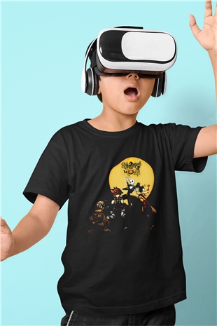 Kingdom Hearts Baskılı Siyah Unisex Çocuk Tişört