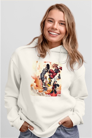 Kingdom Hearts Beyaz Unisex Hoodie