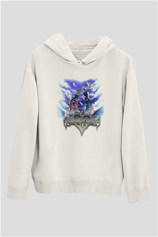 Kingdom Hearts Beyaz Unisex Hoodie