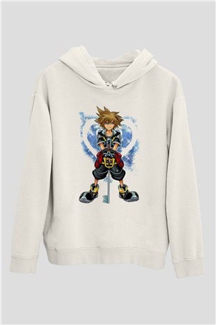 Kingdom Hearts Beyaz Unisex Hoodie
