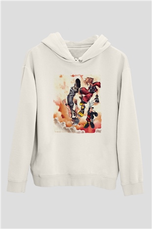 Kingdom Hearts Beyaz Unisex Hoodie