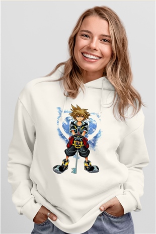 Kingdom Hearts Beyaz Unisex Hoodie