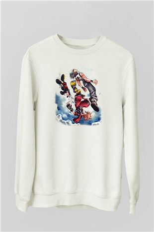 Kingdom Hearts Beyaz Unisex Sweatshirt