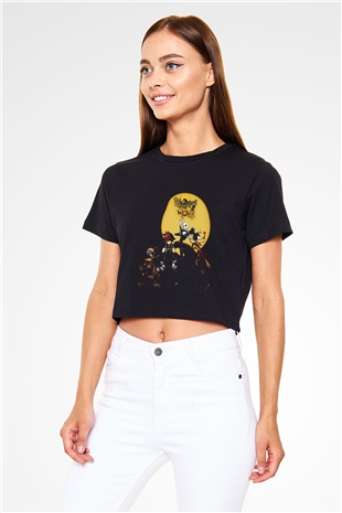 Kingdom Hearts Siyah Crop Top Tişört