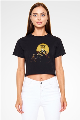 Kingdom Hearts Siyah Crop Top Tişört