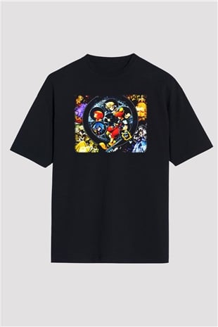 Kingdom Hearts Siyah Unisex Oversize Tişört T-Shirt