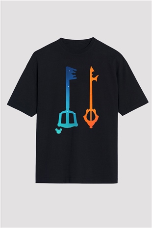 Kingdom Hearts Siyah Unisex Oversize Tişört T-Shirt