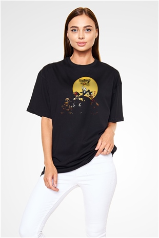 Kingdom Hearts Siyah Unisex Oversize Tişört T-Shirt