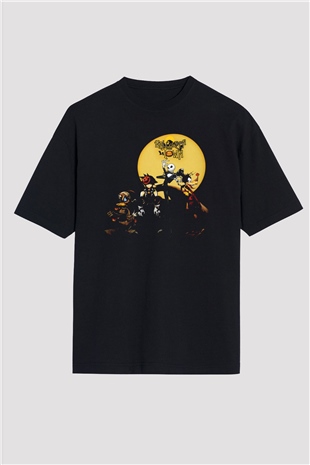 Kingdom Hearts Siyah Unisex Oversize Tişört T-Shirt