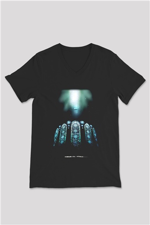 Kingdom Hearts Siyah Unisex V Yaka Tişört T-Shirt