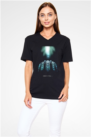 Kingdom Hearts Siyah Unisex V Yaka Tişört T-Shirt