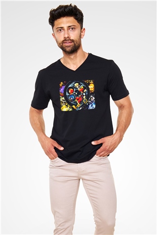Kingdom Hearts Siyah Unisex V Yaka Tişört T-Shirt